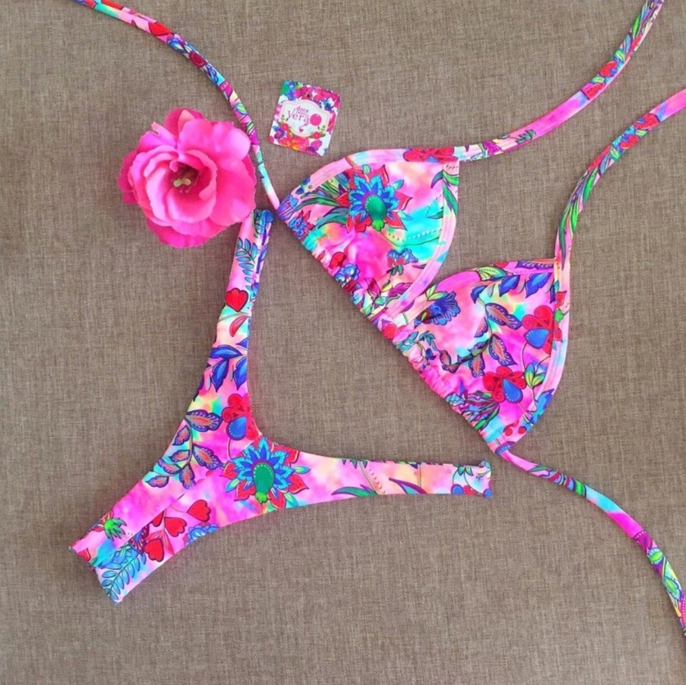 Doce Neon Vera Pink Floral Bikini